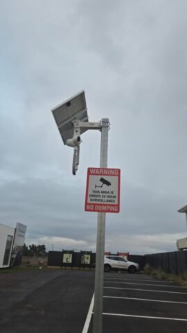 Strathullah-CCTV Project CCTV cameras on a pole with TP-Link solar panel for power and wireless devices for communication